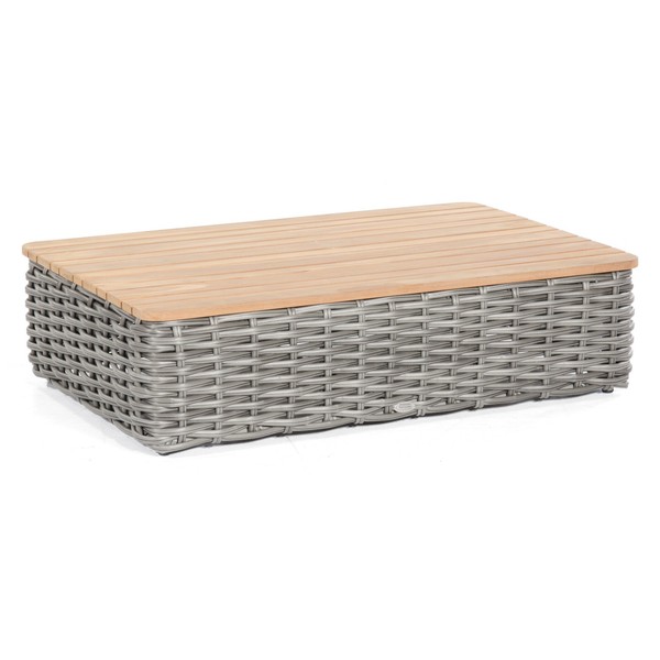 Sonnenpartner Loungetisch Sands 120X80Cm Aluminium/Teakholz Mit Polyrattan Charc-image