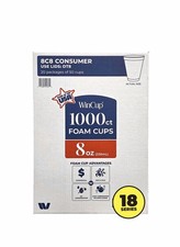 WinCup 8 oz Foam Cups 1000ct Round 18 Series MPN 8C8 Disposable Cup Only