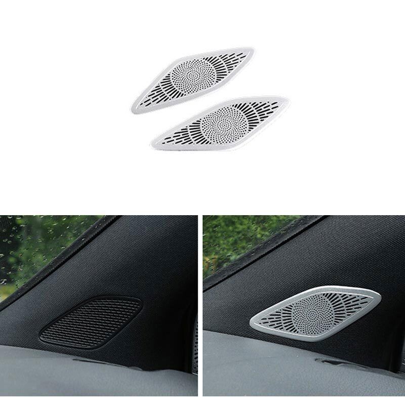 A Post Speaker Frame Cover Trim 2PCS For Benz GLA 2020 2021-2023 Silver Aluminum