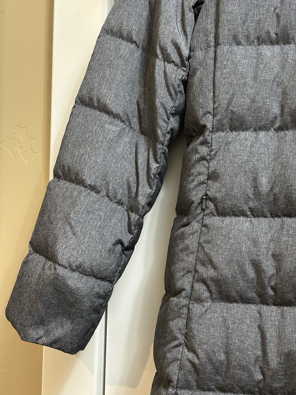 Lands End Women S/T S T 6-8 Long Hooded Down Coat Jacket Warm Puffer Gray  C2