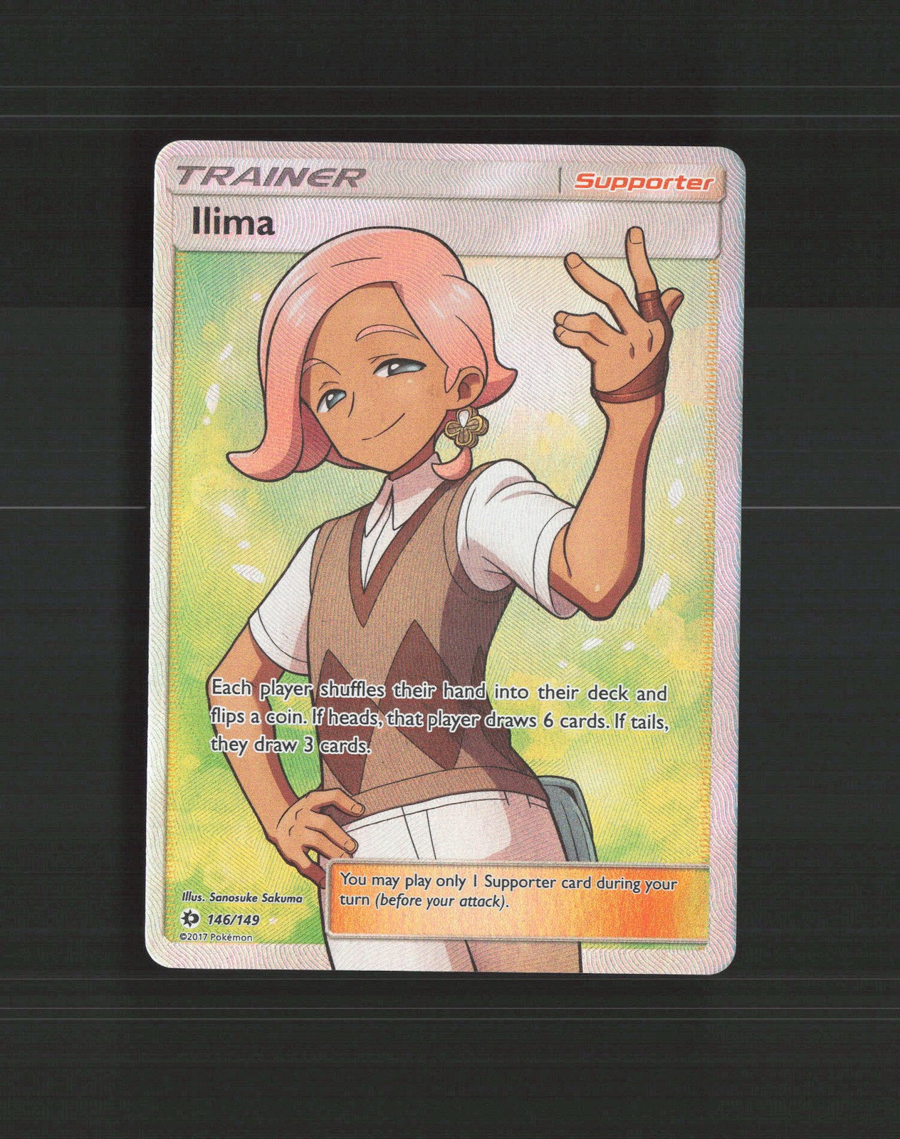 Ilima 146/149 Sun & Moon Full Art Ultra Rare Holo Pokemon Card LP