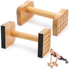 2 Pcs Wooden Parallettes Push Up Bars, Solid Beech Wood Calisthenics Equipmen...