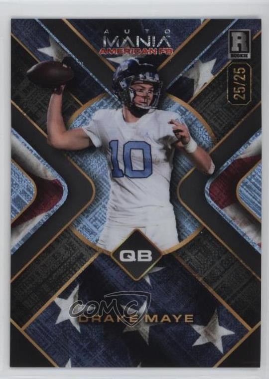 Drake Maye Wild Card Auto Mania American Football Preview #DM2 Triangle-Cross Hatch Foil-Americana