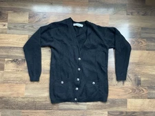 White Wheeler and Martha Sweater Women's S Wool Rabbit Hair Black Cardigan