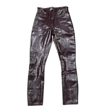 Spanx Leggings Women XS Ruby Red Spanxshape Faux Leather Grunge Baddie Club Edgy