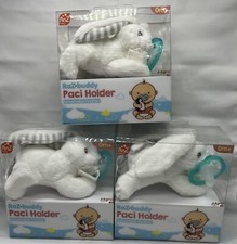 Coco Bunny Razbuddy Holder with Removable Baby Pacifier 0M BPA Free x3 - New