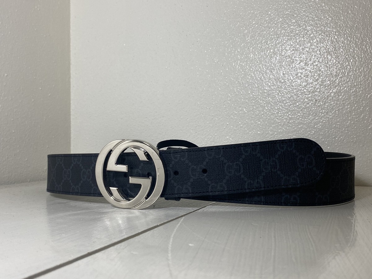 Auth Gucci belt new without tag Gucci 414516 AP00T Belt Black Leather with Gold Double G  main image 3