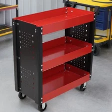3 Tier Rolling Tool Cart on Wheels,Heavy Duty Utility Trolley w/Pegboard Garage