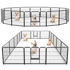 24/32/40" 8/16Panels Dog Playpen Crate Pet Play Pen Fence Puppy Kennel Cage Door