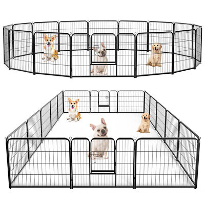 24/32/40'' 8/16Panels Dog Playpen Crate Pet Play Pen Fence Puppy Kennel Cage Door