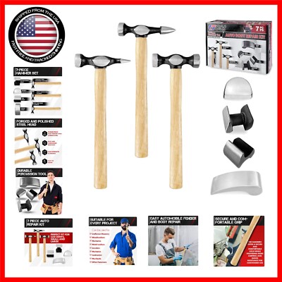 Versatile 7-Piece Hammer and Dolly Tool Set for Auto Body Repairs & Projects