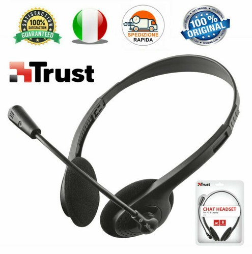 TRUST 21867 AURICOLARE Cuffie Microfono Chat Headset PC LAPTOP TABLET  TELEFONO EUR 10,90 - PicClick IT