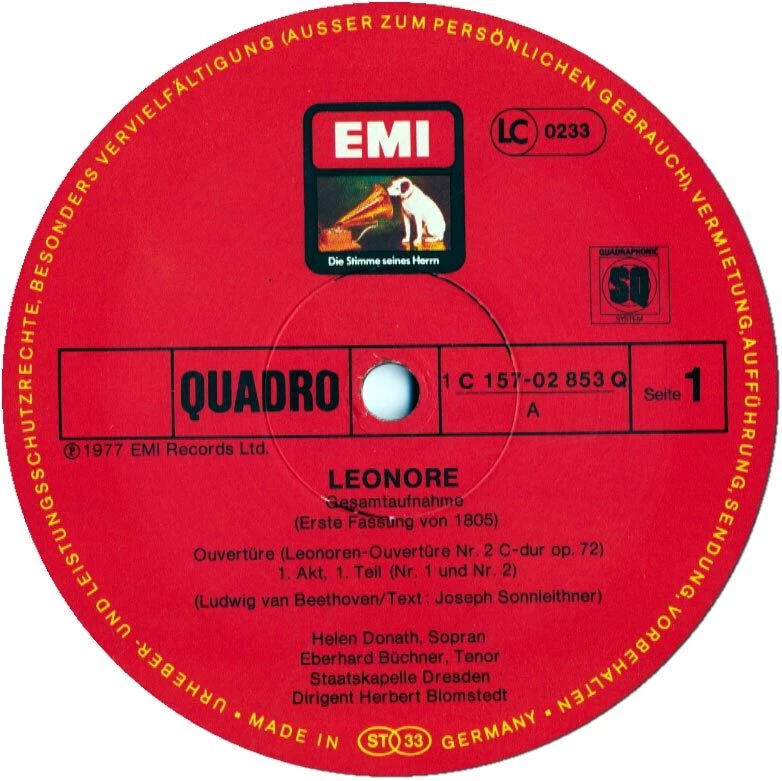 BEETHOVEN Leonore POLSTER ADAM MOSER BLOMSTEDT EMI C157-2853 NM 3LP Box QUADRO - Image 3 of 3