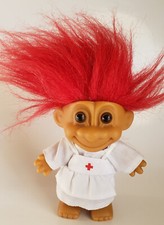 Hospital / Nurse / Red Cross TROLL Doll Red Hair 4" Vintage