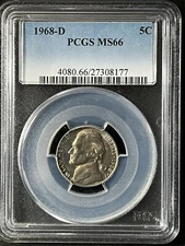 1968-D  5C  Jefferson Nickel PCGS MS66  27308177