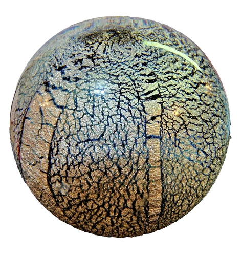 Vtg Murano Glass Paperweight Clear Black Silver Large 3.75"T - Heavy 48oz- G4