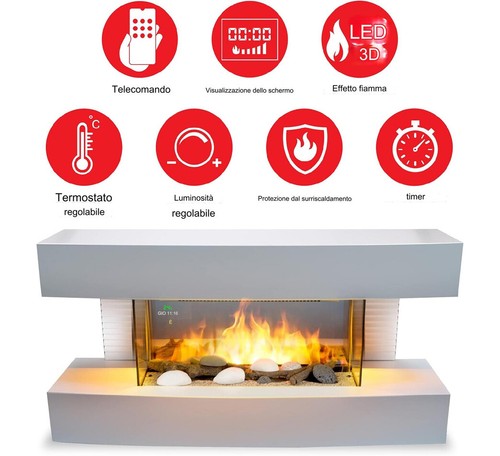 Classic Fire Caminetto Elettrico Toronto 2000W Stufa Elettrica LED e Telecomando - Foto 7 di 8
