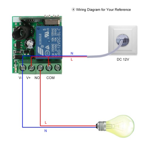2xSmart Home 433 Mhz DC 12V 1 CH Drahtloser Fernschalter Relais Empfänger Sender - Bild 10 von 12