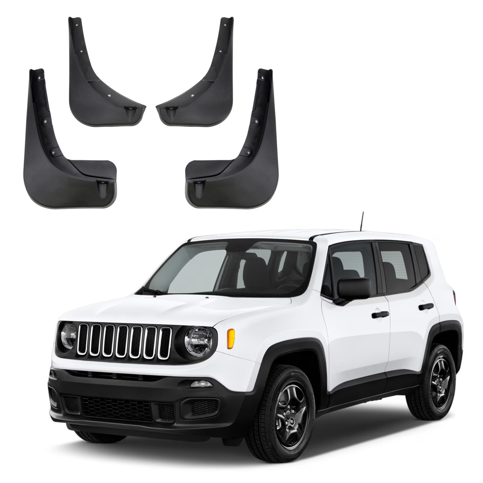 Bavettes garde-boue Jeep Renegade de 2016 à 2026 en plastique ABS noir