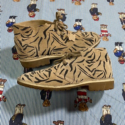 Bata Safari Animal Print Chukka Boots Size 9 Handmade Nubuck Leather Tan Kenya 