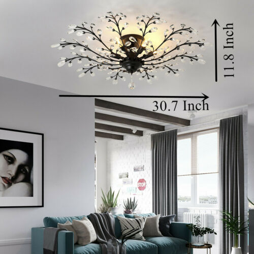 Vintage Crystal Pendant Lamp Flower Ceiling Light Fixture Chandelier Bedroom NEW - Picture 8 of 23