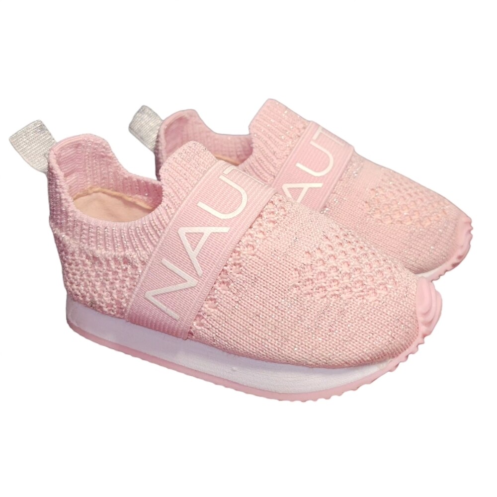 NAUTICA Sz Blush Pink Silver Tiny Westdesk Pull Slip on Baby Pre-Walk  Sneakers