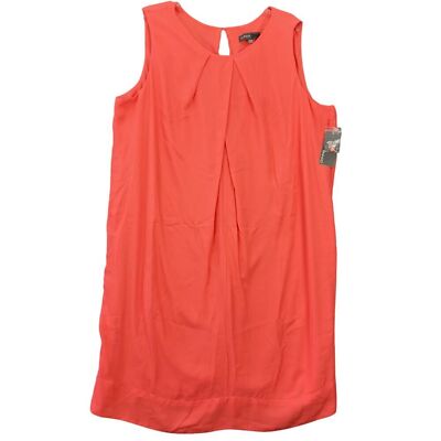 Donna Ricco Orange Dress Preppy Midi Orange Pleats Sleeveless NEW Womens Size 24