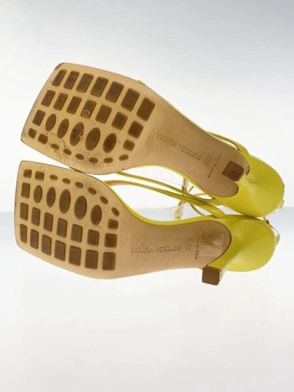 Sandali donna Bottega Veneta taglia 38 punta quadrata tanga pelle colore giallo