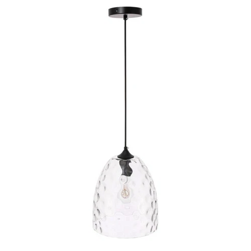 Living District Gibson 1-Light Metal & Glass Pendant in Black/Clear - Picture 6 of 13