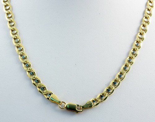 4.00mm 18" 10.60 gm 14k Two Tone Gold Men's Concave Mariner Chain Necklace - 第 1/4 張圖片