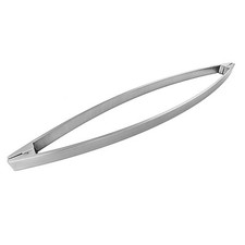 Image of 32mm Flat Bow Door Pull Handle Pair Satin Stainless Steel 1200mm Fixings
