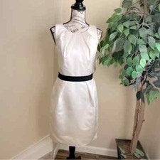 Watters & Watters Satin Sleeveless Sheath Dress Ivory Sz 6