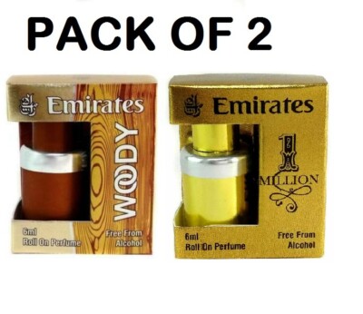 Attar WOODY & 1M Emirate Roll On Attar ittar 6ml Perfume oil (PACK OF 2)