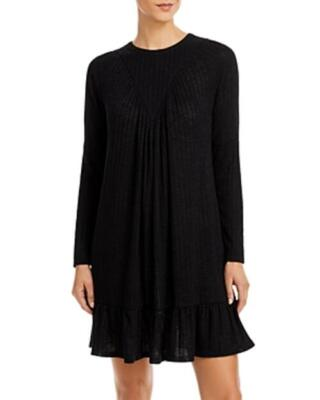 #ad MSRP $78 Aqua Long Sleeve Knit Smocked Dress Black Size Small $14.40