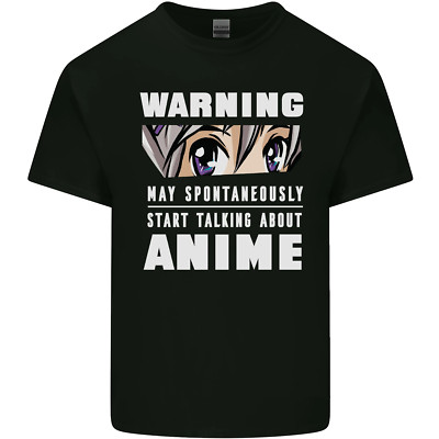 Lustiges Kinder T-Shirt Warning May Start Talking About Anime Jungen Mädchen