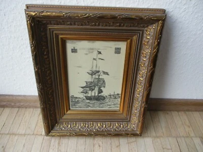 Radierung ca 1907 Liegnitz Legnica gekauft 3 Mastsegeler i.R. 18x34cm o.R. 16x22 - Bild 1 von 4