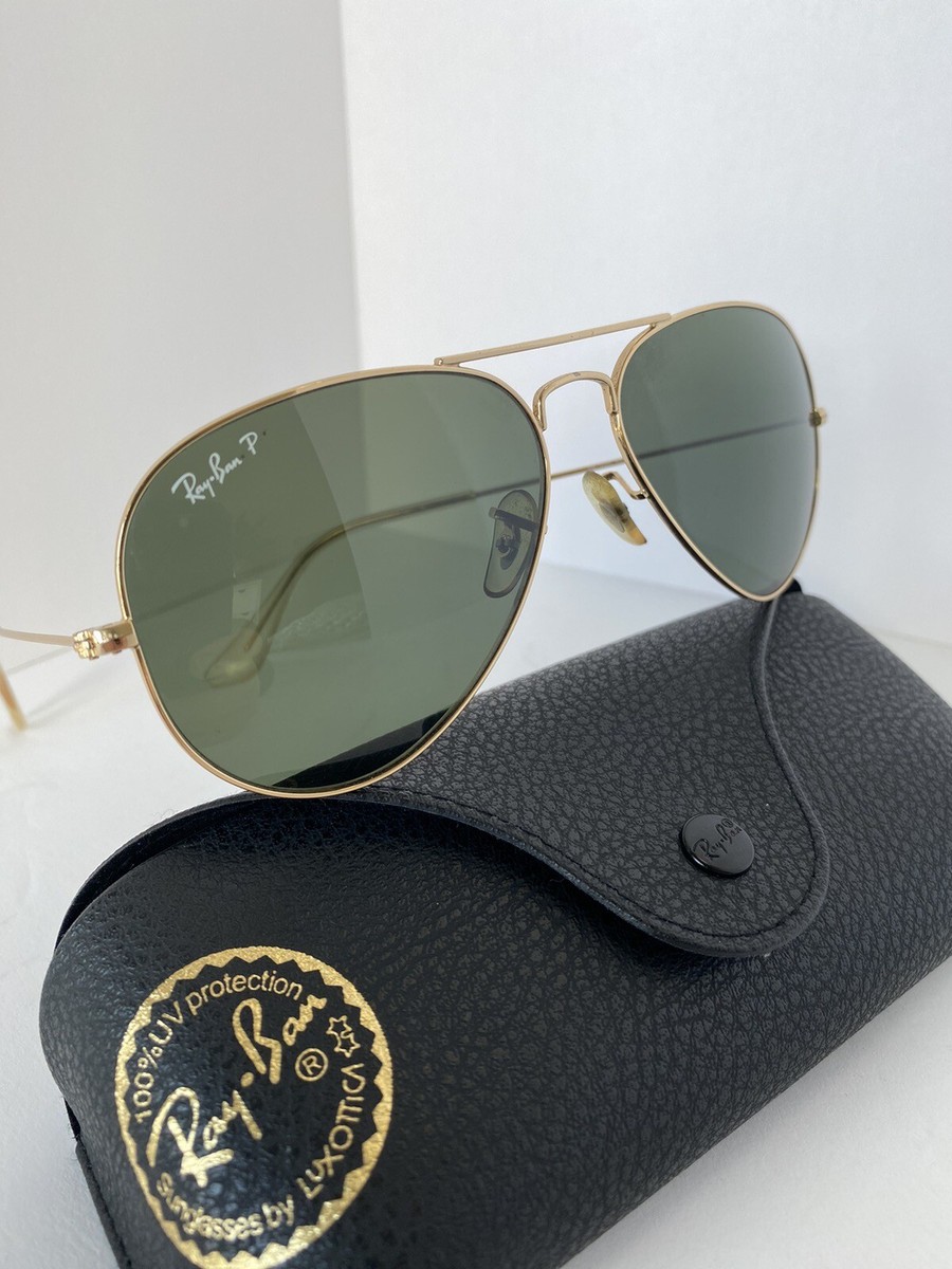 Ray Ban Sunglasses Aviator Polarized Gold Metal 001158 58 14 3P  Italy