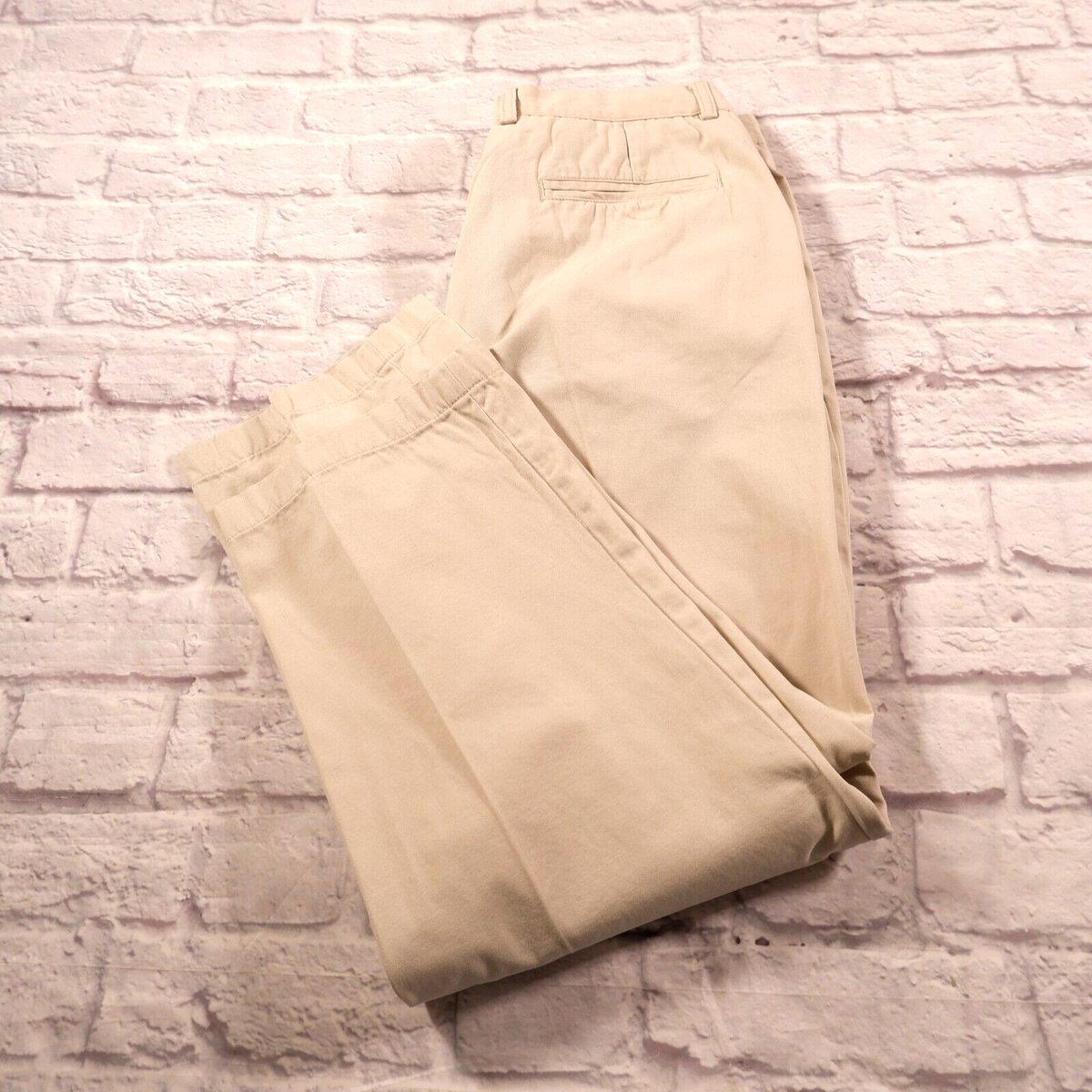 Jack Nicklaus Legacy 18 Beige Flat Front Cotton Chinos Mens Golf Pants 36x30