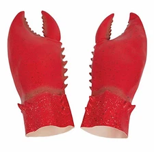 Adult Red Lobster Claws Fancy Dress Latex Gloves Crab Pincers Costume Accessory