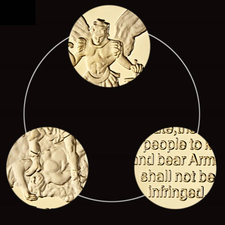 The Archangel with Prayer St Michael Gift Challenge Coin Gold Plated USA Collect - Picture 8 of 12