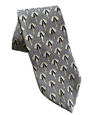 Zylos George Machado Necktie Silk Black Gray Gold Geometric Design Made in USA