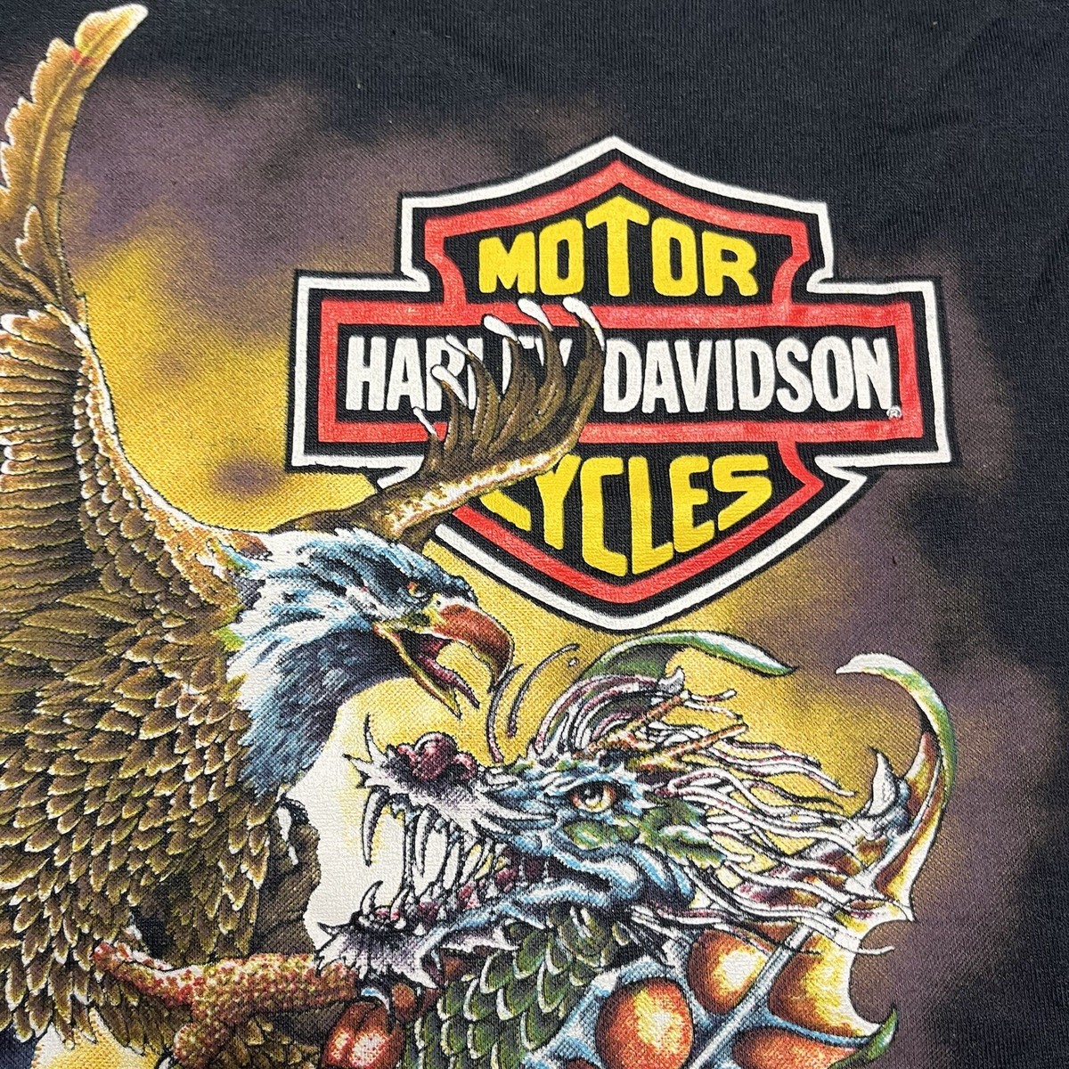 Vintage 80s Harley Davidson Eagle vs Dragon Single Stitch T Shirt