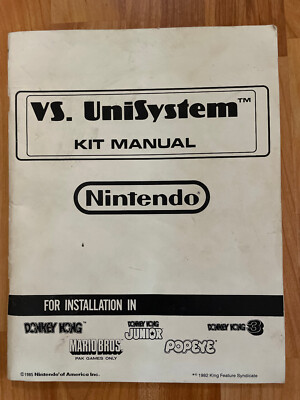 Nintendo vs. Unisystem Arcade kit manual - donkey kong mario bros popeye