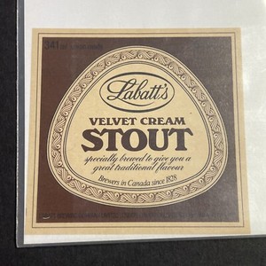 Vintage 1970s Labatt Velvet Cream Stout UNUSED Paper Label Toronto Ontario Q1917
