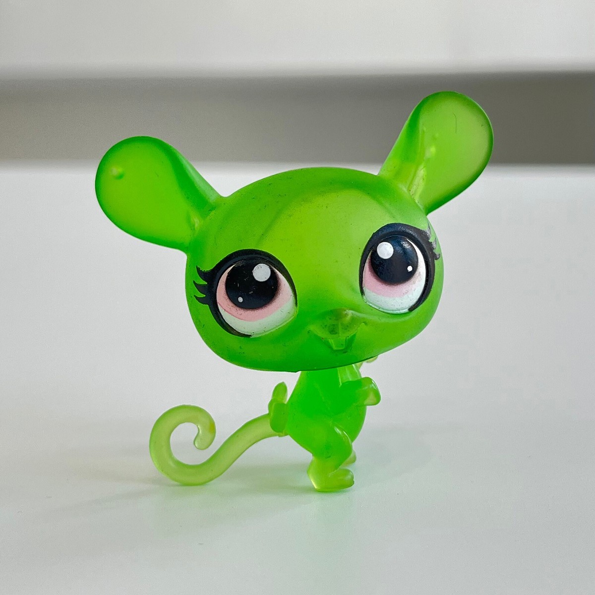Littlest Pet Shop toys #3167 green transparent mouse with pink