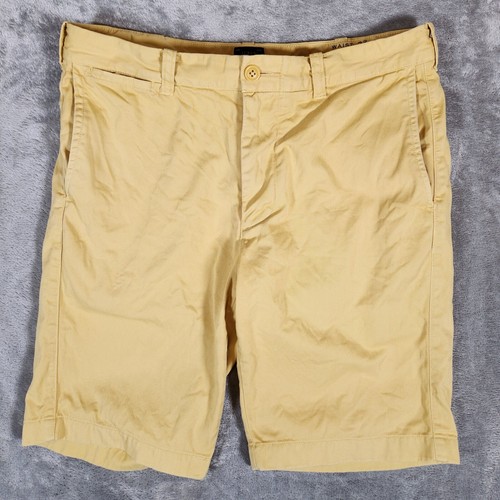 J Crew Stanton Herrenshorts 32 x 10,5 gelb Twill Chino Baumwolle Taschen