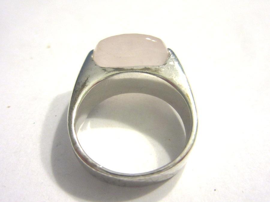 Silver Ring Solid Rose Quartz Stone (925s) OM3826 - image 2