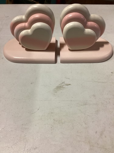 Vintage Triple Heart Wood Bookends