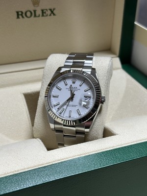 Rolex Datejust 41mm White Baton Dial Oyster Bracelet 126334 2024 Full Set  UK