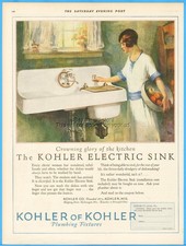 1927 KOHLER Plumbing Fixtures Electric Sink Dishwasher Vintage 1920's Print Ad